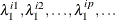 $\lambda _1^{i1}, \lambda _1^{i2}, \ldots , \lambda _1^{ip}, \ldots $