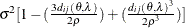 $\sigma ^2[1 - (\frac{3d_{ij}(\theta ,\lambda )}{2\rho }) + (\frac{d_{ij}(\theta ,\lambda )^3}{2\rho ^3})]$