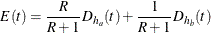 \[  E(t) = \frac{R}{R+1} D_{h_{a}}(t) + \frac{1}{R+1} D_{h_{b}}(t)  \]