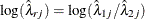 $\mbox{log} ({\hat\lambda }_{rj}) = \mbox{log} ({\hat\lambda }_{1j} / {\hat\lambda }_{2j})$