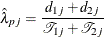 \[  {\hat\lambda }_{pj} = \frac{ d_{1j} + d_{2j} }{ {\mathcal T}_{1j} + {\mathcal T}_{2j} }  \]