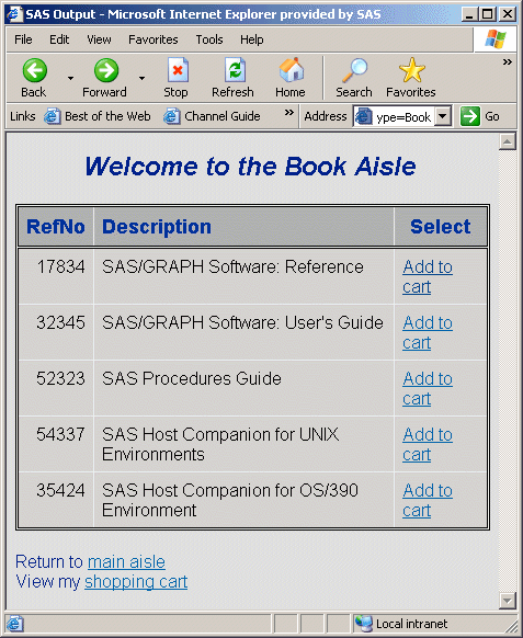 Book aisle page