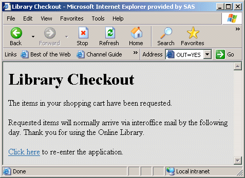 Library checkout page