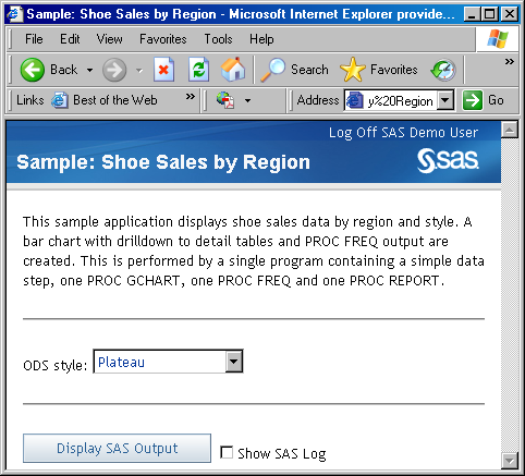 Stored process custom input form