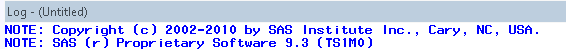 Example of Log in SAS 9.3 TS1M0