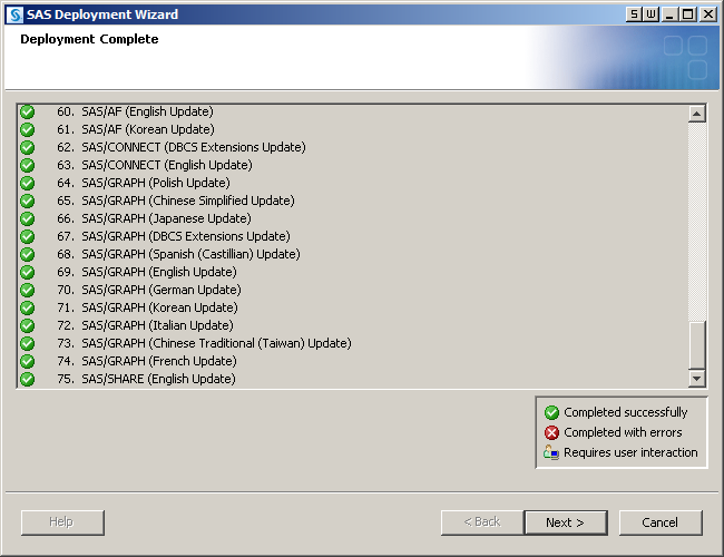 Deployment Complete screen in the SAS Deployment Wizard